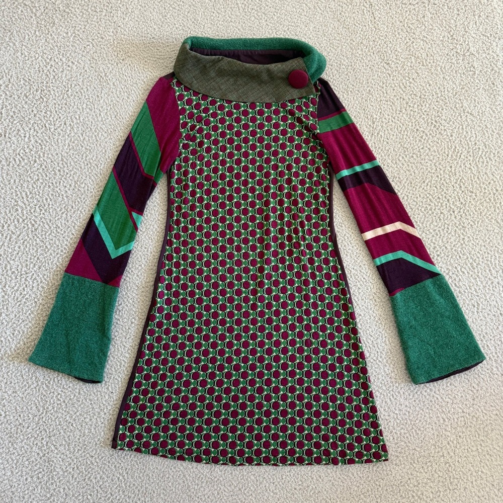 Abitart Vanessa Foglia Dress sz Small Cowl Neck Italian Artsy Designer